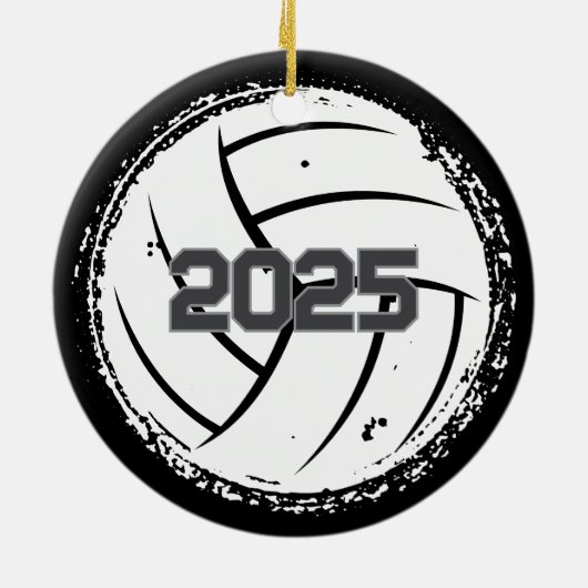Custom Volleyball Picture Name Year  Keramisch Ornament (Achterkant)