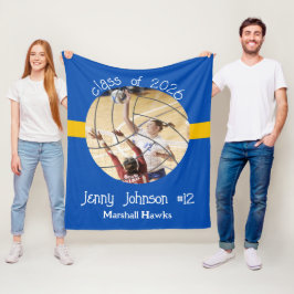 Custom Volleyball Picture Senior Night Graduation Fleece Deken