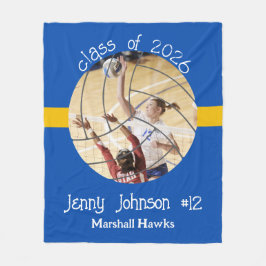 Custom Volleyball Picture Senior Night Graduation Fleece Deken