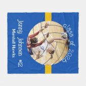 Custom Volleyball Picture Senior Night Graduation Fleece Deken (Voorkant (Horizontaal))