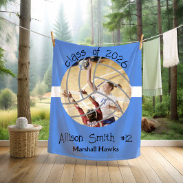 Custom Volleyball Picture Senior Night Graduation Fleece Deken