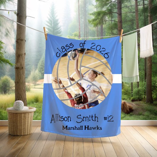 Custom Volleyball Picture Senior Night Graduation Fleece Deken