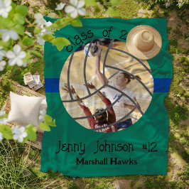 Custom Volleyball Picture Senior Night Graduation Fleece Deken