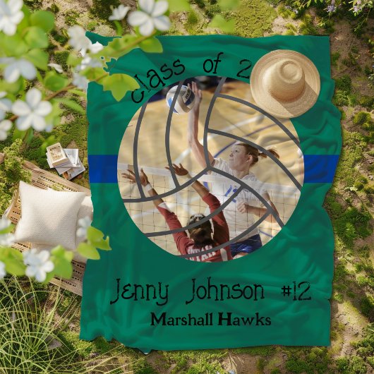 Custom Volleyball Picture Senior Night Graduation Fleece Deken