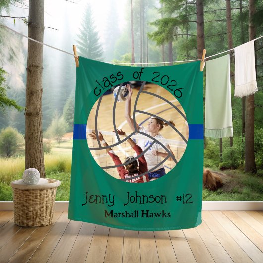 Custom Volleyball Picture Senior Night Graduation Fleece Deken