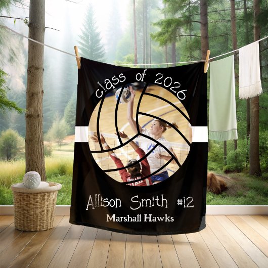 Custom Volleyball Picture Senior Night Graduation Fleece Deken