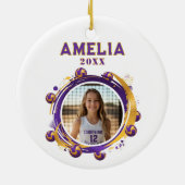 Custom Volleyball Player Photo Christmas Keramisch Ornament (Achterkant)