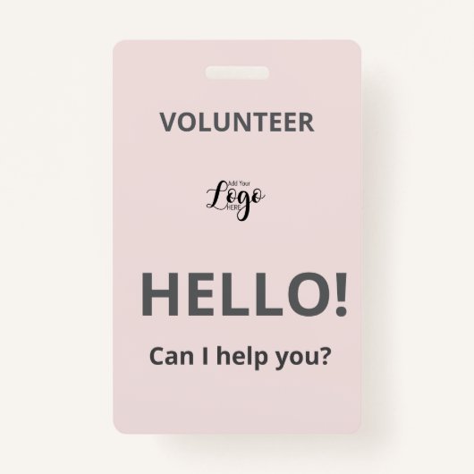 Custom Volunteer - Blush pass charity logo lanyard Badge (Voorkant)