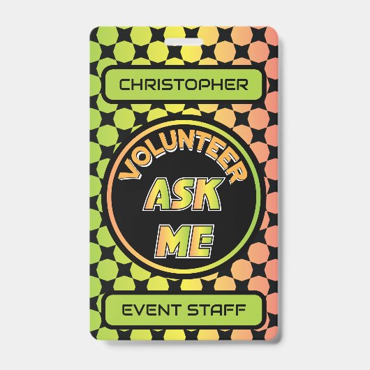 Custom Volunteer Event Staff Badge (Voorzijde)