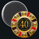 CUSTOM voor Sheetal Vegas Casino Chip 40th Verjaar Magneet<br><div class="desc">Een zeer cool rood,  goud en zwart Las Vegas Verjaardag Casino Chip keepsake gunst magneet. Gebruik de knop IT AANPASSEN om uw eigen tekst toe te voegen.</div>