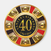 CUSTOM voor Sheetal Vegas Casino Chip 40th Verjaar Magneet (Voorkant)