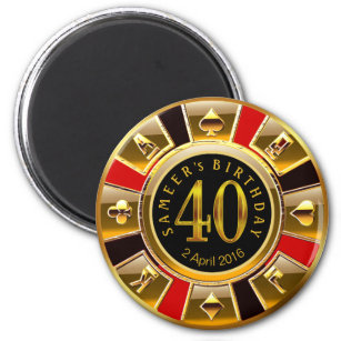 CUSTOM voor Sheetal Vegas Casino Chip 40th Verjaar Magneet