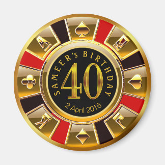 CUSTOM voor Sheetal Vegas Casino Chip 40th Verjaar Magneet