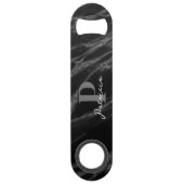 Custom Voornaam Chique Luxe Marmer Zwart Speed Flessenopener (Voorkant)
