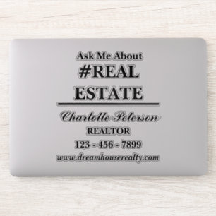 Custom Vraag me over vastgoed laptop Sticker