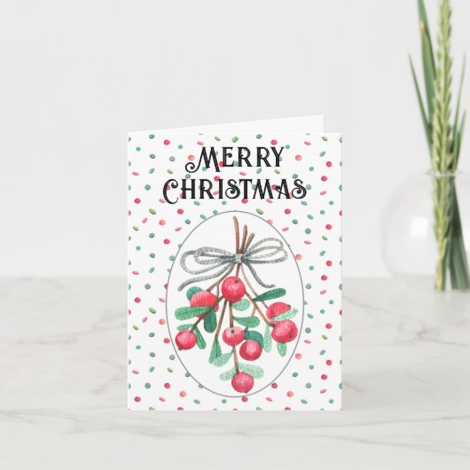 Custom, vrolijke kerst Mistletoe Feestdagen Kaart (Voorkant)