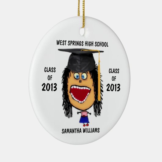 Custom Vrouw Afstuderen Cartoon Ornament (Rechts)