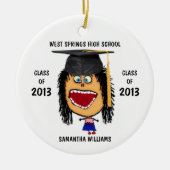 Custom Vrouw Afstuderen Cartoon Ornament (Voorkant)