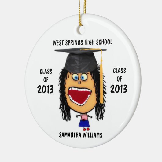 Custom Vrouw Afstuderen Cartoon Ornament (Links)