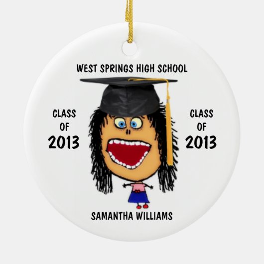 Custom Vrouw Afstuderen Cartoon Ornament (Achterkant)