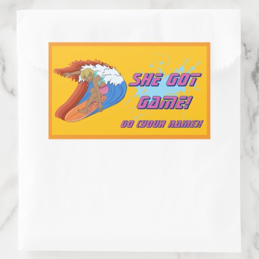 Custom Vrouw Surfer Sticker (Tas)