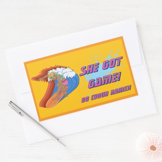 Custom Vrouw Surfer Sticker (Envelop)