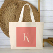 Custom Vrouwelijk Initiaal Naam Blush Roze Monogra Grote Tote Bag