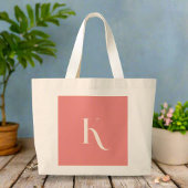 Custom Vrouwelijk Initiaal Naam Blush Roze Monogra Grote Tote Bag
