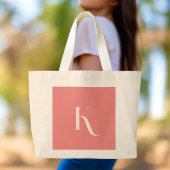 Custom Vrouwelijk Initiaal Naam Blush Roze Monogra Grote Tote Bag