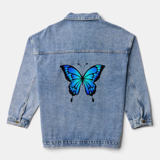 Custom Vrouwen Denim Jean Jacket Butterfly (Achterkant)