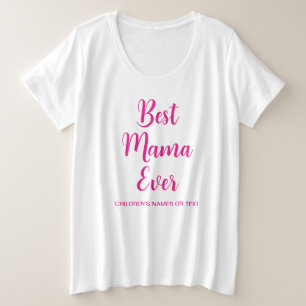 Custom Vrouwen Roze Script Sjabloon Beste Mama Ooi Grote Maat T-shirt