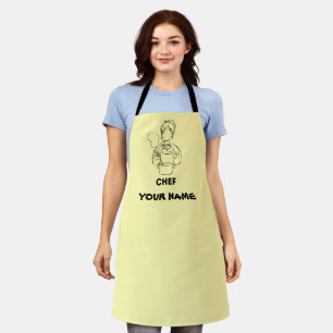 Custom vrouwen schort Chef geel schort