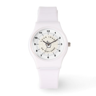 CUSTOM Vrouwen Sportief Wit Silicon Horloge