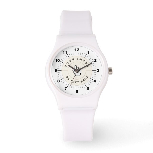 CUSTOM Vrouwen Sportief Wit Silicon Horloge (Voorkant)