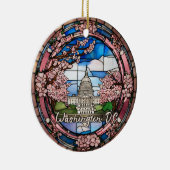 Custom Washington DC Dated Cherry Blossom Keramisch Ornament (Rechts)