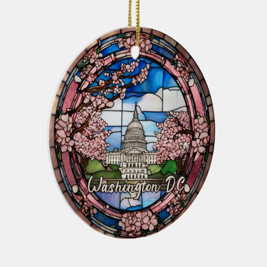 Custom Washington DC Dated Cherry Blossom Keramisch Ornament (Rechts)