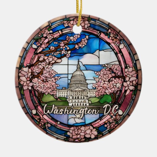 Custom Washington DC Dated Cherry Blossom Keramisch Ornament (Voorkant)