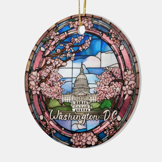 Custom Washington DC Dated Cherry Blossom Keramisch Ornament (Links)