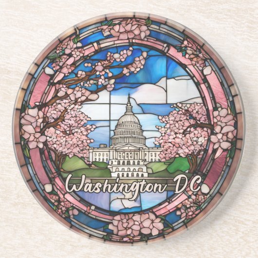 Custom Washington DC Dated Cherry Blossom Zandsteen Onderzetter (Voorkant)