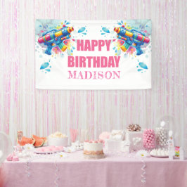 Custom Water Pistool Zomer Meisje Verjaardag Spandoek