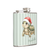 Custom Watercolor Christmas Tortoise Santa Hat Heupfles (Rechts)