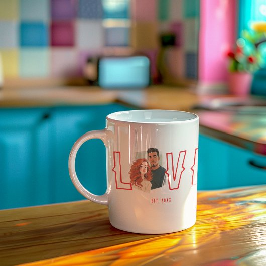 Custom Watercolor Couple Portrait Love Koffiemok