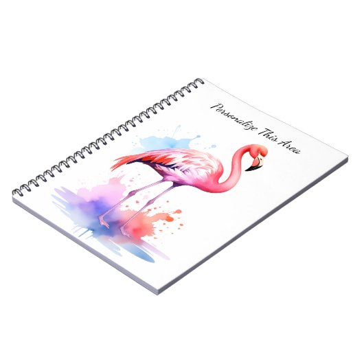Custom Watercolor Flamingo Notebook Notitieboek (Linkerzijde)