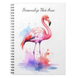 Custom Watercolor Flamingo Notebook Notitieboek