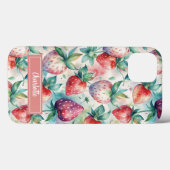 Custom Watercolor Fresh Strawberries Case-Mate iPhone Case (Achterkant (horizontaal))