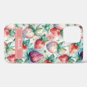 Custom Watercolor Fresh Strawberries Case-Mate iPhone Case (Achterkant (horizontaal))
