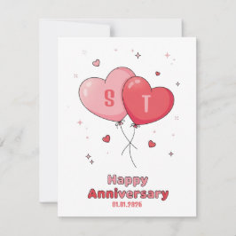 Custom Watercolor Heart Couple Anniversary Card Feestdagenkaart