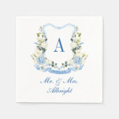 Custom Watercolor Hydrangea Floral Crest Wedding Servet (Voorkant)