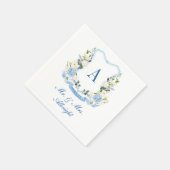 Custom Watercolor Hydrangea Floral Crest Wedding Servet (Hoek)