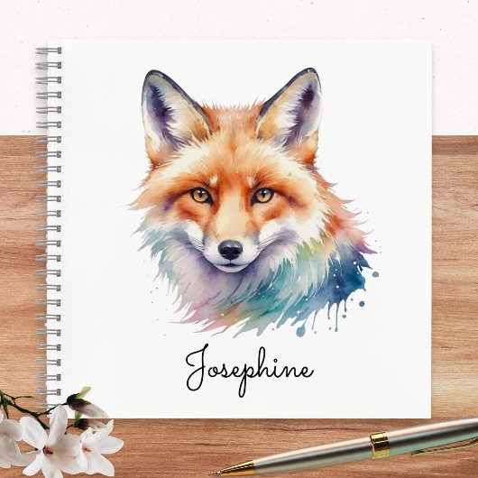 Custom Watercolor Red Fox Personalized Notitieboek